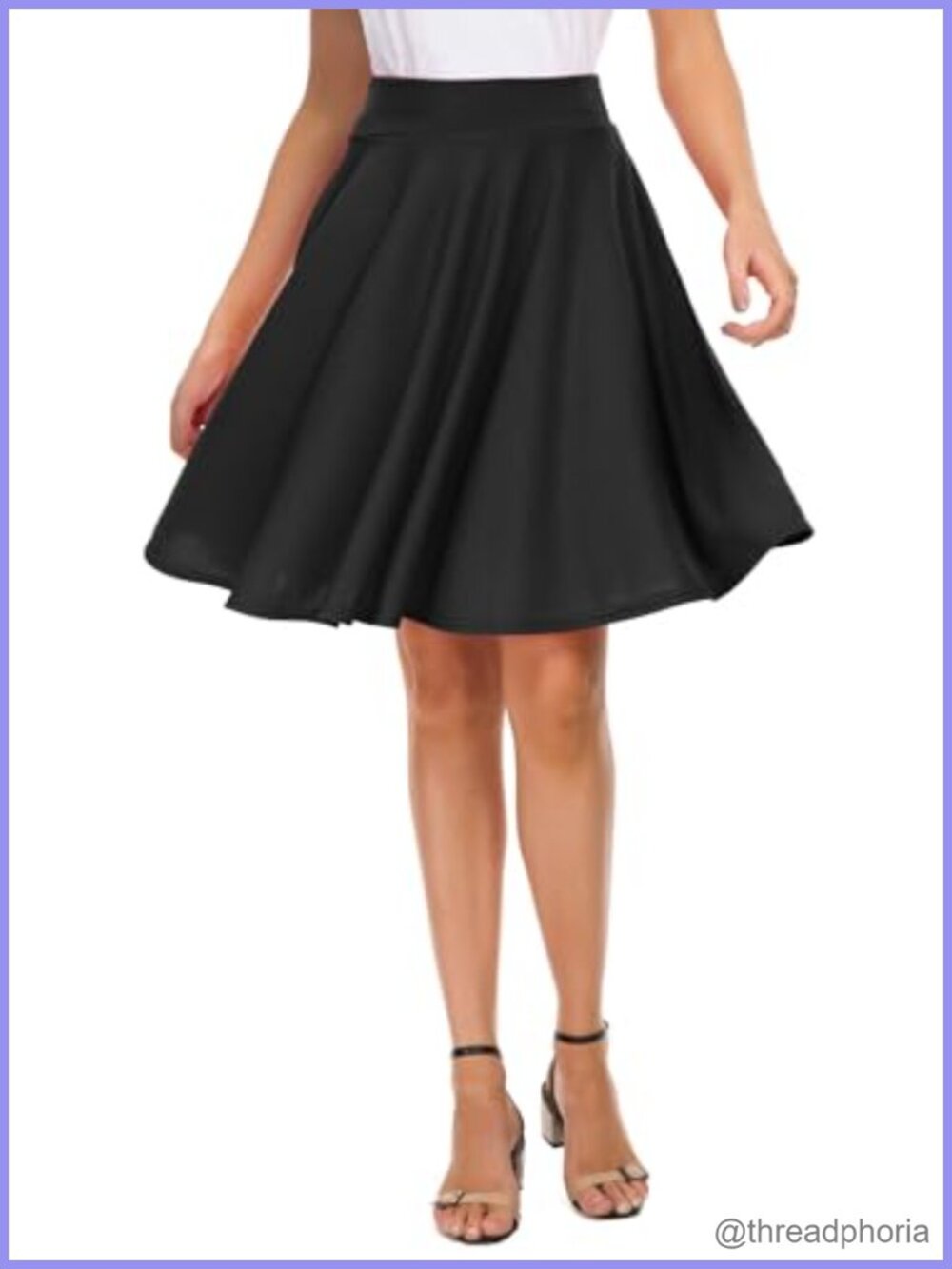 Women's Stretchy Flared Mini Skater Skirt A-Line Pleated Casual